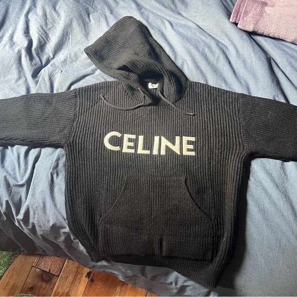 Celine Hooded Sweater Ribbed Wool Sweatshirts & Hoodies